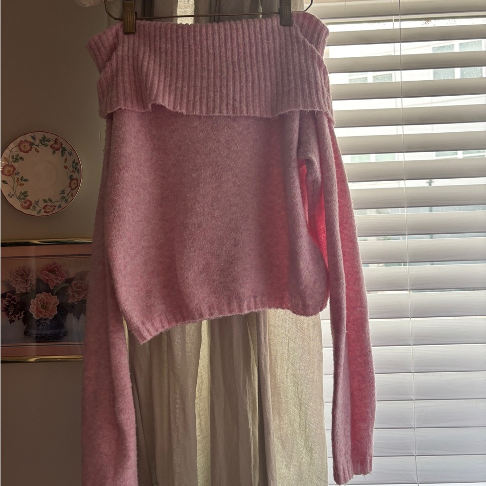 Pink Off-Shoulder Sweater
